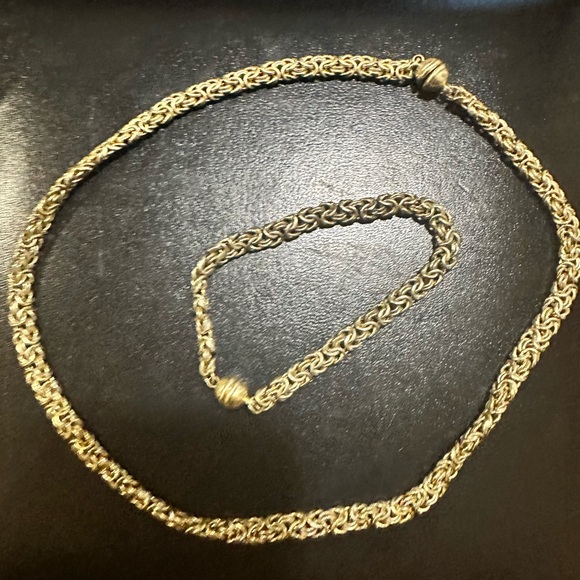 Vintage Veronese Byzantine gold vermeil 925 silver necklace set - Picture 1 of 5